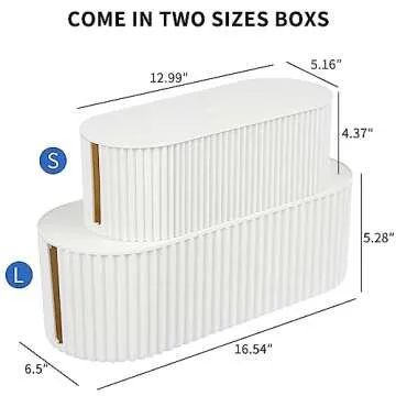 FABROK 2 Pack Cable Management Box - Premium Cord Organizer with Ties