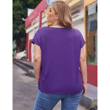 IN'VOLAND Women's Sequin Tops Plus Size Round Neck Sparkle Top Shimmer Glitter Short Sleeve T-Shirt Tunic Blouse