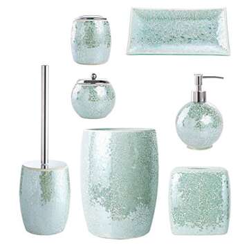 Whole HOUSEWARES Bathroom Accessory Set - 4-Piece Decorative Glass Bathroom Accessories Set with Mos...