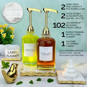 Cocovana Coffee Syrup Dispenser Set with 102 Labels & Aligner