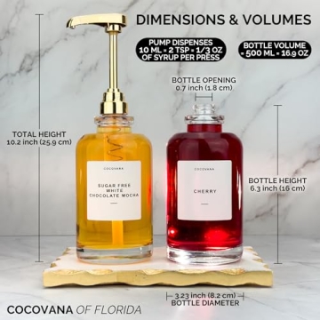 Cocovana Coffee Syrup Dispenser Set with 102 Labels & Aligner