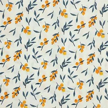 Sunflower Loquat Checked Quilting Fabric Fat Quarters,Yellow Cotton Fabric Bundles,7pcs 18 x 22 inches