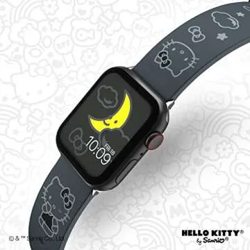 Hello Kitty Silver Night Smartwatch Band - Officially Licensed, Compatible with Apple Watch (not Included) - Fits 42mm, 44mm, 45mm and 49mm
