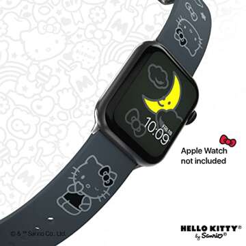 Hello Kitty Silver Night Smartwatch Band - Officially Licensed, Compatible with Apple Watch (not Included) - Fits 42mm, 44mm, 45mm and 49mm