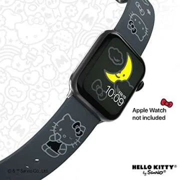 Hello Kitty Silver Night Smartwatch Band - Officially Licensed, Compatible with Apple Watch (not Included) - Fits 42mm, 44mm, 45mm and 49mm