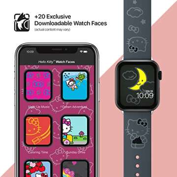 Hello Kitty Silver Night Smartwatch Band - Officially Licensed, Compatible with Apple Watch (not Included) - Fits 42mm, 44mm, 45mm and 49mm