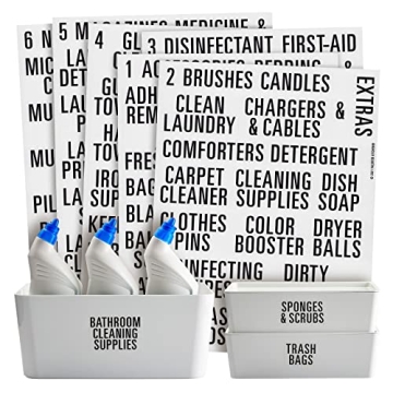 Talented Kitchen 162 Pieces Laundry Room Labels, Bold All Caps Black Print on Clear Stickers for Lin...