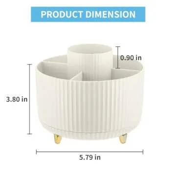 Marbrasse 360-Degree Rotating Desk Organizer - Ivory