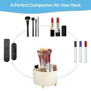 Marbrasse 360-Degree Rotating Desk Organizer - Ivory