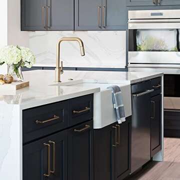 Goo-Ki 6 Pack 7 9/16" Center to Center Warm Champagne Bronze Modern Cabinet Pulls Solid Contemporary Home Improvement Hardware Brushed Drawer Pulls Zinc Alloy Kitchen Handles