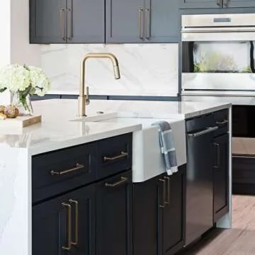 Goo-Ki 6 Pack 7 9/16" Center to Center Warm Champagne Bronze Modern Cabinet Pulls Solid Contemporary Home Improvement Hardware Brushed Drawer Pulls Zinc Alloy Kitchen Handles