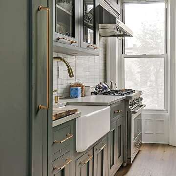 Goo-Ki 6 Pack 7 9/16" Center to Center Warm Champagne Bronze Modern Cabinet Pulls Solid Contemporary Home Improvement Hardware Brushed Drawer Pulls Zinc Alloy Kitchen Handles