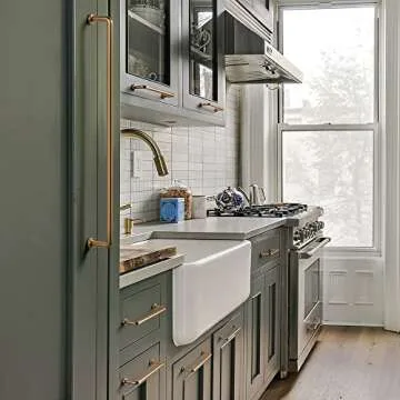 Goo-Ki 6 Pack 7 9/16" Center to Center Warm Champagne Bronze Modern Cabinet Pulls Solid Contemporary Home Improvement Hardware Brushed Drawer Pulls Zinc Alloy Kitchen Handles