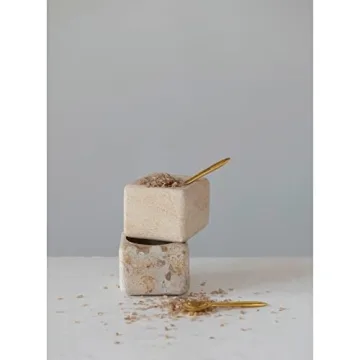 Elegant Marble Sandstone Pinch Pots Set with Spoons