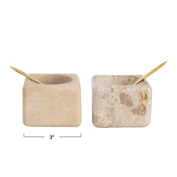 Elegant Marble Sandstone Pinch Pots Set with Spoons
