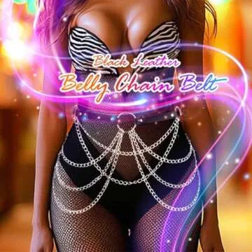 Cosydays Punk Leather Waist Chain Belt Black Harness Body Chain Layered Belly Chains Rave Outfits Body Chain Jewelry for Women