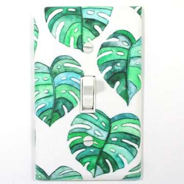 Plant Lover Home Decor Monstera Leaf Light Switch Cover Plate Botanical Wall Art Decoration Handmade...