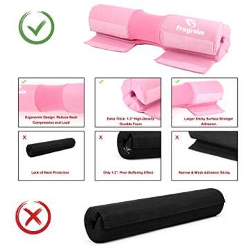 Barbell Squat Pad, Safety Bar Pad with Thick Foam and Nylon Padding - Neck & Shoulder Protective Pad Support for Squats, Lunges & Hip Thrusts - Fits Olympic Standard Weightlifting Bar - Pink