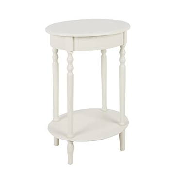 Decor Therapy Simplify Oval Wood Shelf Accent Table in Antique White