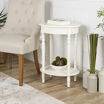 Versatile Antique White Oval Accent Table for Any Room