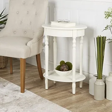 Versatile Antique White Oval Accent Table for Any Room