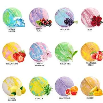 Rosevale Bath Bombs Gift Set,12 Large 5oz Bubble Bath Fizzies,Shea & Coco Butter Dry Skin Moisturize,Perfect for Bubble & Spa Kit,Best Birthday Day Gifts for Women,Her,Wife,Girlfriend,Teens Girls