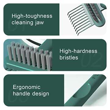 RHOS 2-in-1 Hair Brush Cleaner and Remover Tool - Comb for Removing Hair and Dust, Suitable for Home and Salon Use (1 Pack-Green)