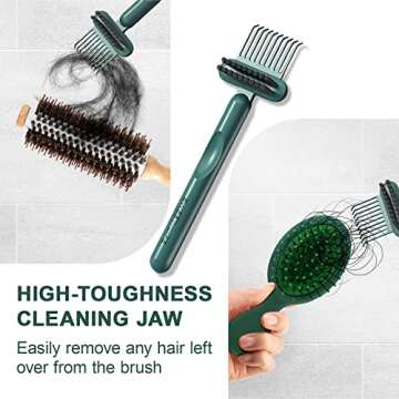 RHOS 2-in-1 Hair Brush Cleaner and Remover Tool - Comb for Removing Hair and Dust, Suitable for Home and Salon Use (1 Pack-Green)