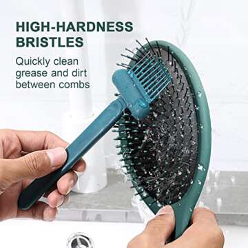 RHOS 2-in-1 Hair Brush Cleaner and Remover Tool - Comb for Removing Hair and Dust, Suitable for Home and Salon Use (1 Pack-Green)