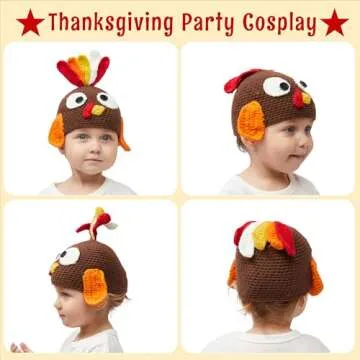 JOYIN Turkey Beanie Hat with Ear Flaps, Photograph Prop Carnival Cosplay for Baby, Halloween Costume Dress Up Hats,Thanksgiving Party Favor Supplies, Thanksgiving Accessories,Thanksgiving Costume Hats
