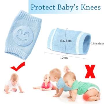 Little World Baby Knee Pads for Crawling - 5 Pack Anti Slip Unisex Baby Knee Protectors - Toddler Kn...