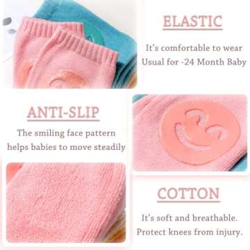 Baby Knee Pads Set - 5 Pack Anti-Slip for Crawling
