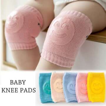 Baby Knee Pads Set - 5 Pack Anti-Slip for Crawling