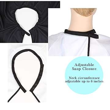 LYRIS Barber Cape Large size 63" x 55” Professional Salon Cape with Adjustable Snap Closure, Hairdresser Apron for Hair Treatment - Cutting/Coloring/Perming Color: White with sleeve Snap closure