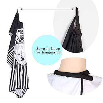 LYRIS Barber Cape Large size 63" x 55” Professional Salon Cape with Adjustable Snap Closure, Hairdresser Apron for Hair Treatment - Cutting/Coloring/Perming Color: White with sleeve Snap closure