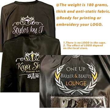 LYRIS Barber Cape Large size 63" x 55” Professional Salon Cape with Adjustable Snap Closure, Hairdresser Apron for Hair Treatment - Cutting/Coloring/Perming Color: White with sleeve Snap closure