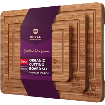ROYAL CRAFT WOOD Wooden Cutting Boards for Kitchen - Eco-Friendly Bamboo Serving Set