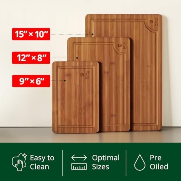 ROYAL CRAFT WOOD Bamboo Cutting Board Set for Kitchen