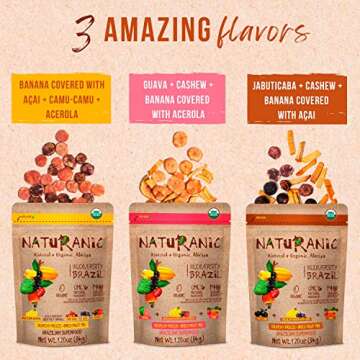 Naturanic Freeze Dried Fruit No Sugar Added -Organic & Natural Crunchy Freeze Dried Snacks -100% Natural Ingredients -Gluten Free, Vegan, Non-GMO, 1.2 Ounce/pack - Variety Pack of 6