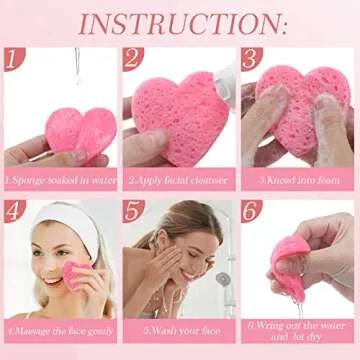 Sieral Heart-Shaped Facial Sponges 120 Pcs for Cleansing