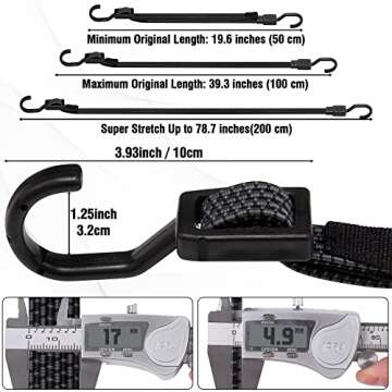 Bungee Cords with Hooks Heavy Duty, Flat Adjustable Bungee Cords with Hooks 40 Inch, Rubber Black Bungee Straps with Buckle Hooks for Outdoor, Camping, Tarps, Bike Rack, Tent, Truck, 4 Pack