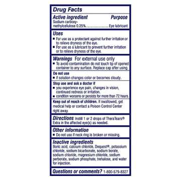 TheraTears Extra Dry Eye Therapy Lubricating Eye Drops for Dry Eyes, 0.5 fl oz Bottle, 2 Count(Pack ...