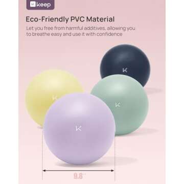 KEEP Pilates Ball Small- Balance Yoga Balls for Working Out, Fitness Ball for Core Strength and Physical Therapy, 25cm,Pale Green