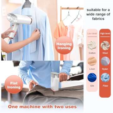 Foldable Handheld Steamer with Travel Case, 1000W 20S Fast Heat-up Portable Garment Steamer for Clothes with Brush, Clothing Steamer Iron Fabric Wrinkle Remover for Home Office Travel