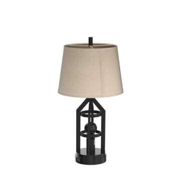 Farmhouse Table Lamps Set of 2 with USB Charging Ports