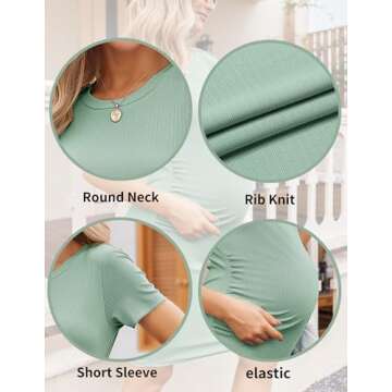 Ekouaer Women Maternity Dresses Short Sleeve Crewneck Pregnancy Clothes Casual Bodycon Baby Shower D...