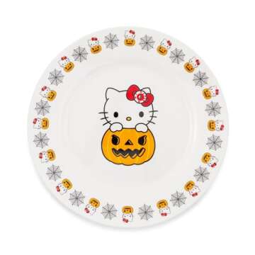 Silver Buffalo Sanrio Hello Kitty Pumpkin Boo 8-Inch Dinner Plate - Fun and Functional Halloween Tab...