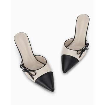 Coutgo Chic Bow Tie Mules Heels for Sophisticated Style