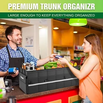 K KNODEL Car Trunk Organizer, 3 Compartments Storage