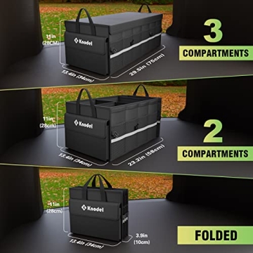 K KNODEL Car Trunk Organizer, 3 Compartments Storage